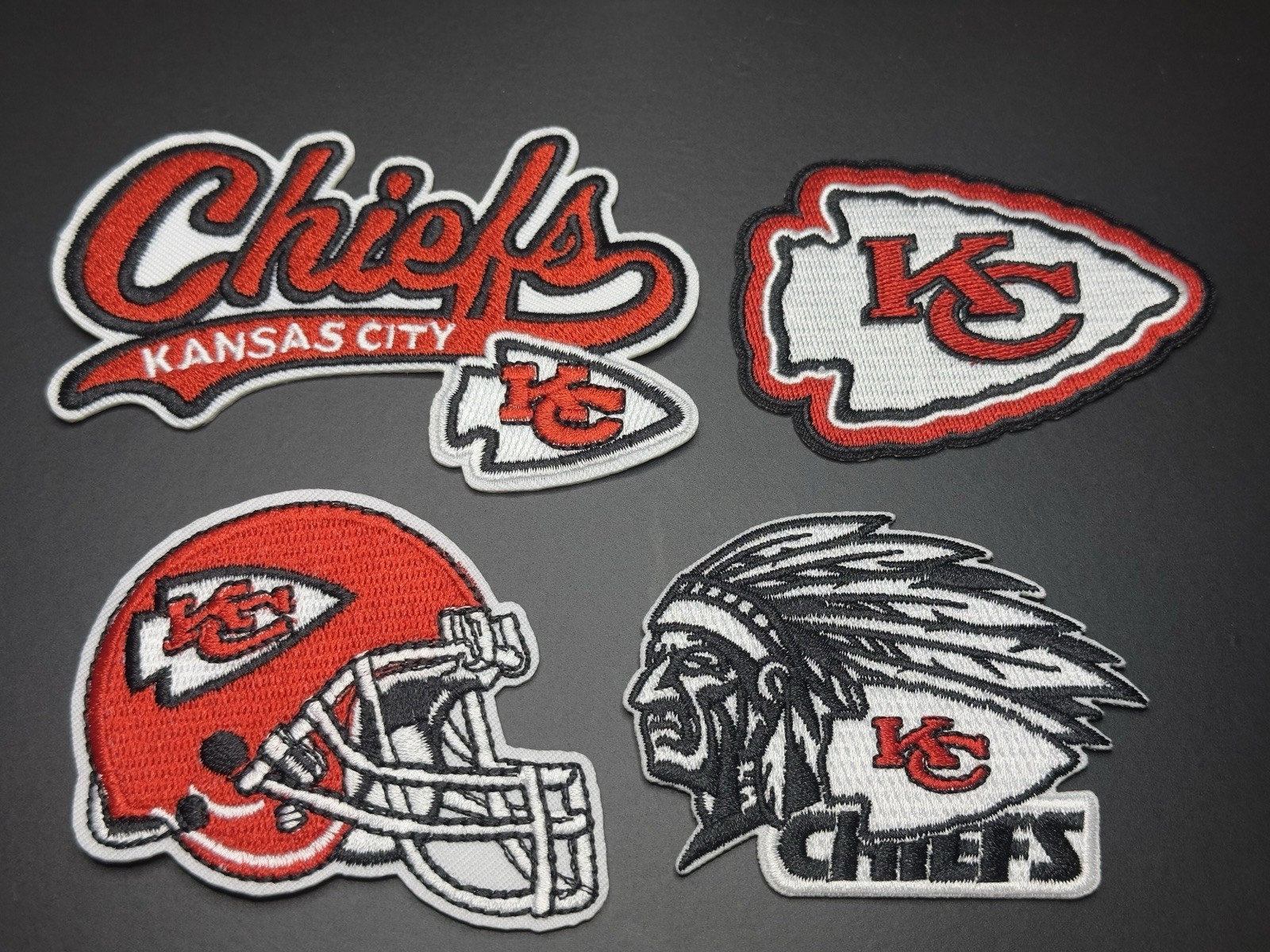 KC Chiefs Embroidered Iron On Patch (Lot Of 4)