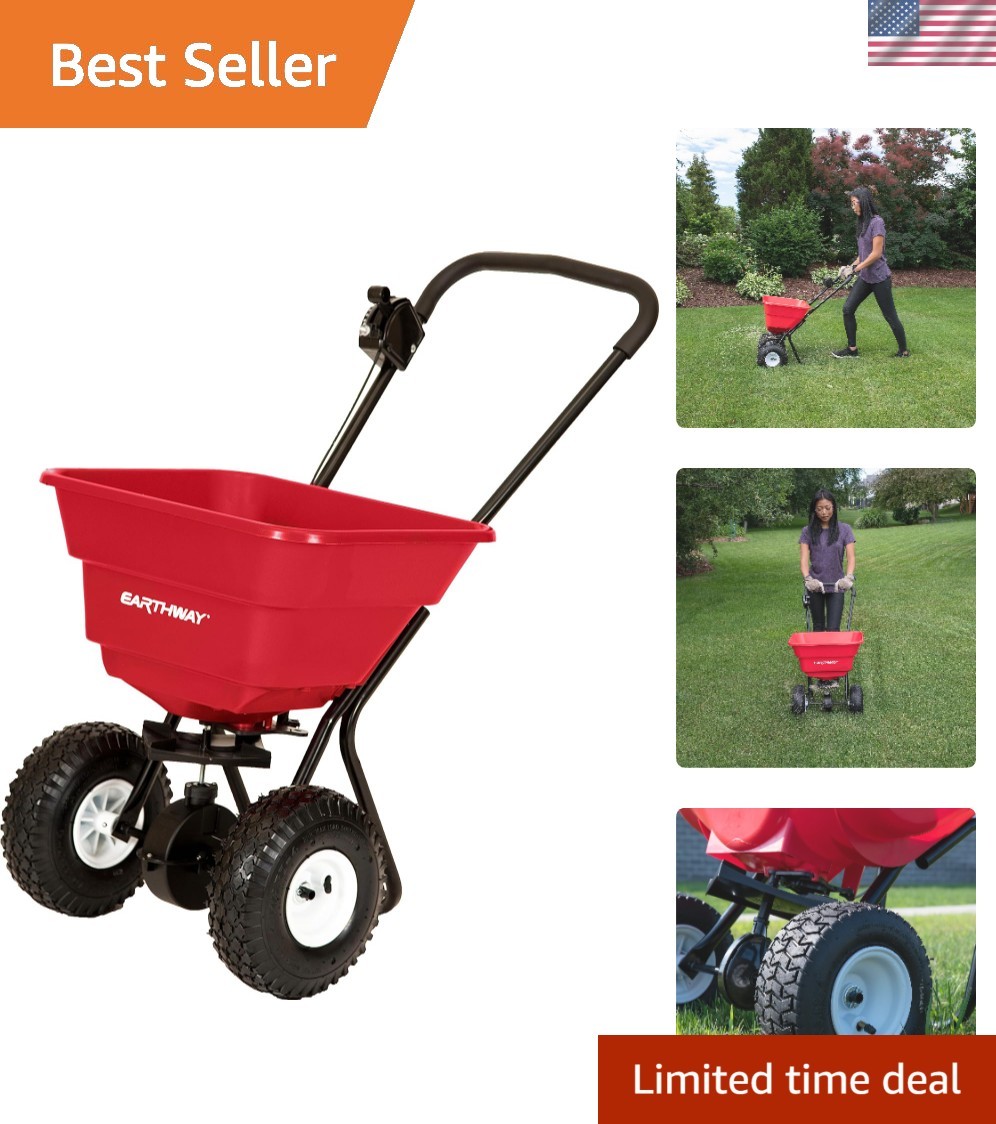 Durable 80lb Broadcast Spreader with Rustproof Hopper for Effortless Lawn Care