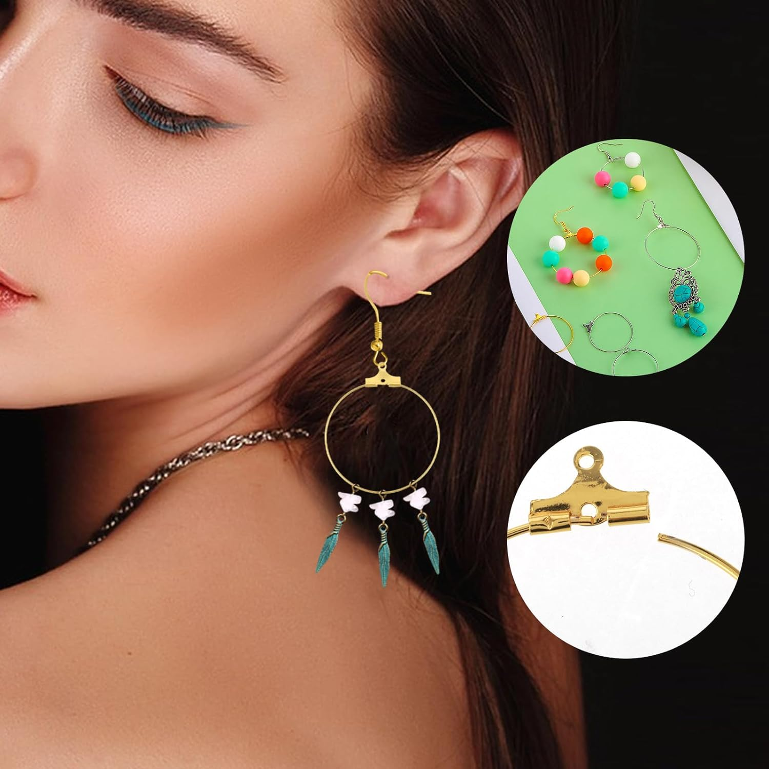 200PCS Earring Making Kit Beading Hoop Earring Finding Hoop Open Beading Hoops B
