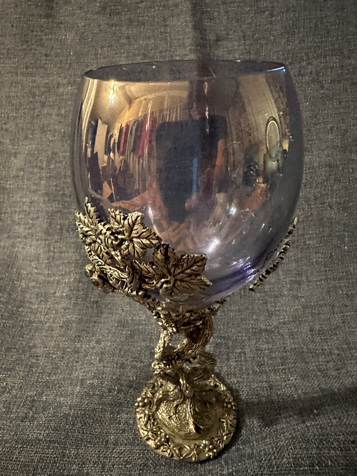 Fellowship Foundry Pewter Purple Crystals Vine Wine Glass  Goblet Fantasy 89
