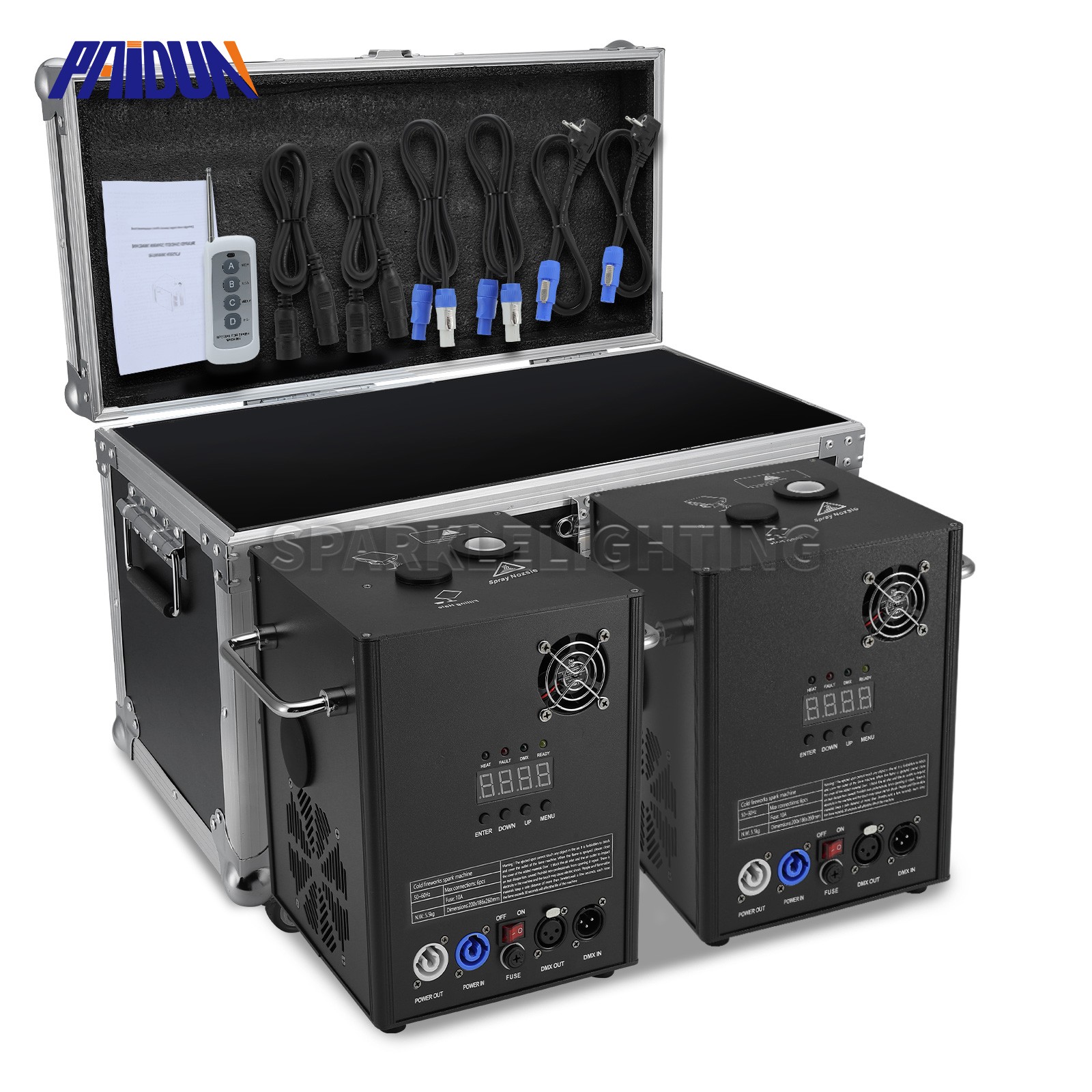PAIDUN 2PCS Large Cold Spark Machine 850W DMX Firework Stage Effect Wedding Show