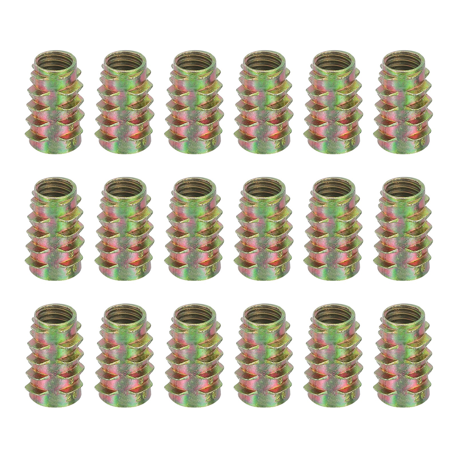18Pcs Threaded Inserts for Wood, Zinc Alloy M8 Hex-Flush Thread Inserts 20mm