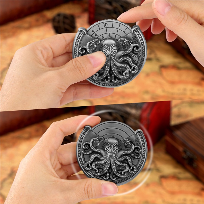 7 in 1 Octopus Spinner Dice Solid Metal Rotating RPG Dice for Dungeons & Dragons