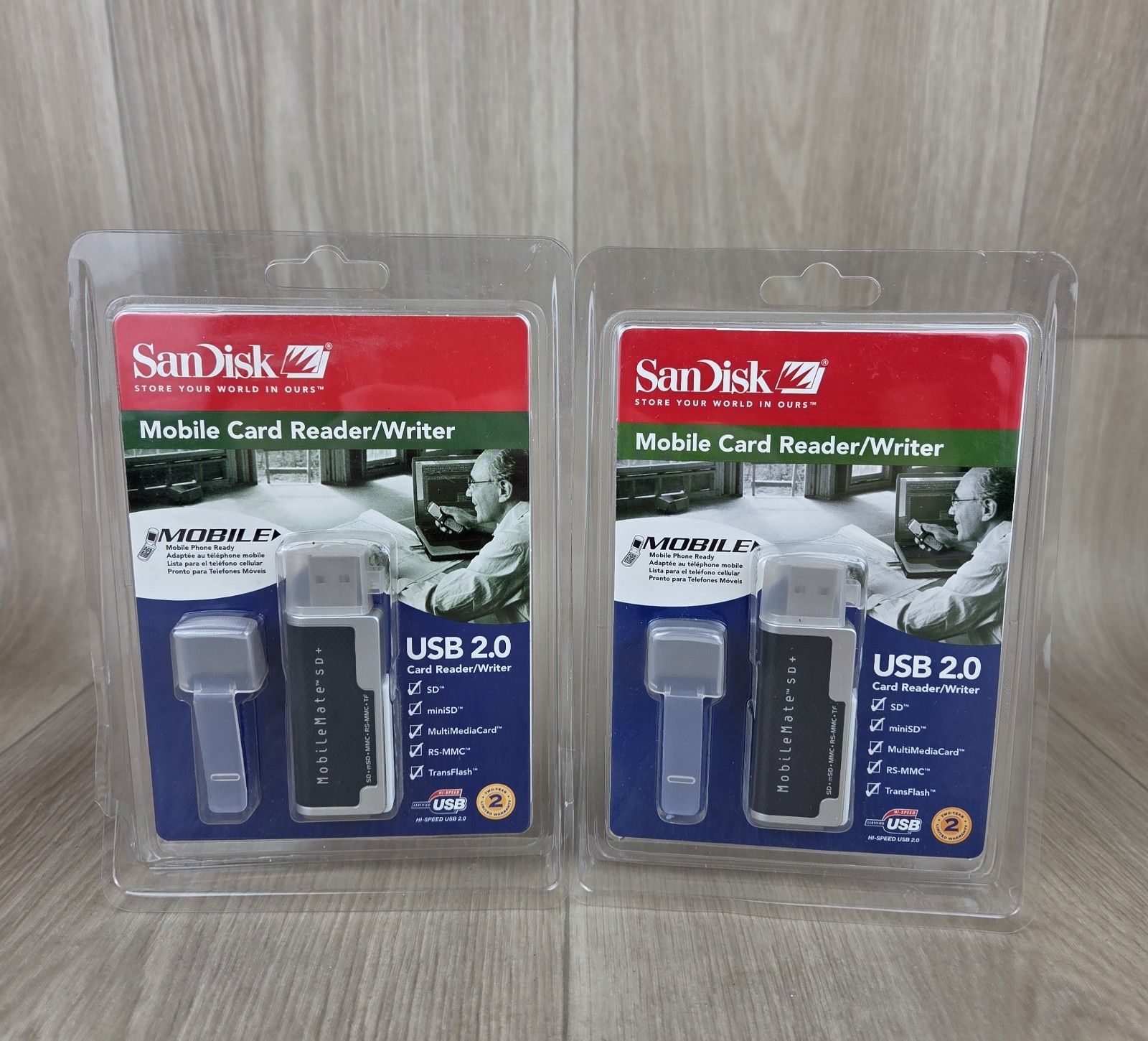 Lot of 2 SanDisk Mobile Card Reader/Writer USB 2.0 Highspeed Mobile Mate SD