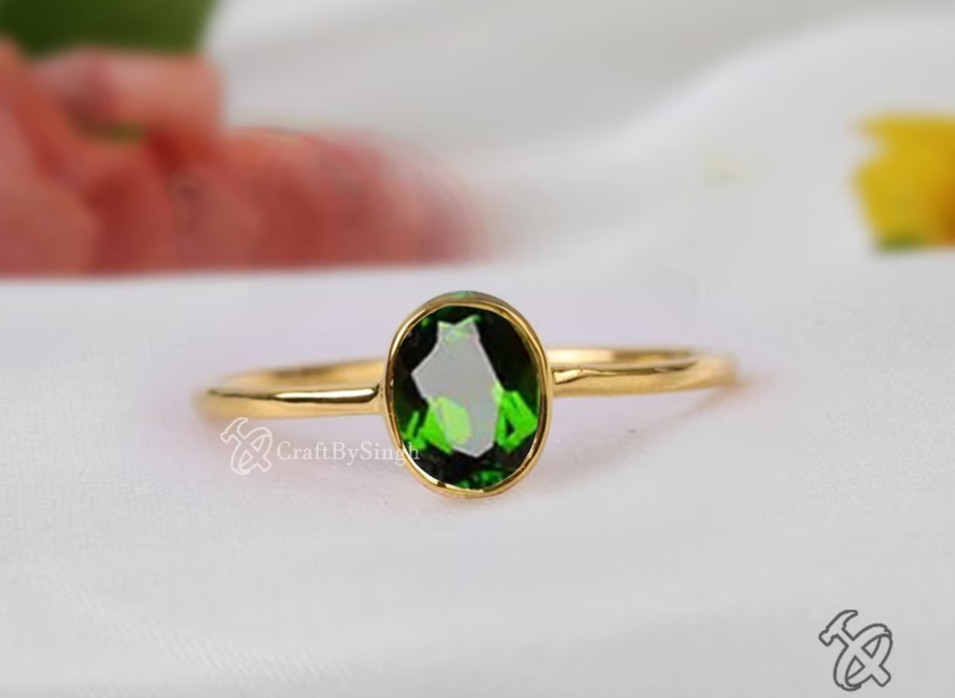 Chrome Diopside Gemstone Ring Handmade Ring 925 Sterling Silver Women's Ring