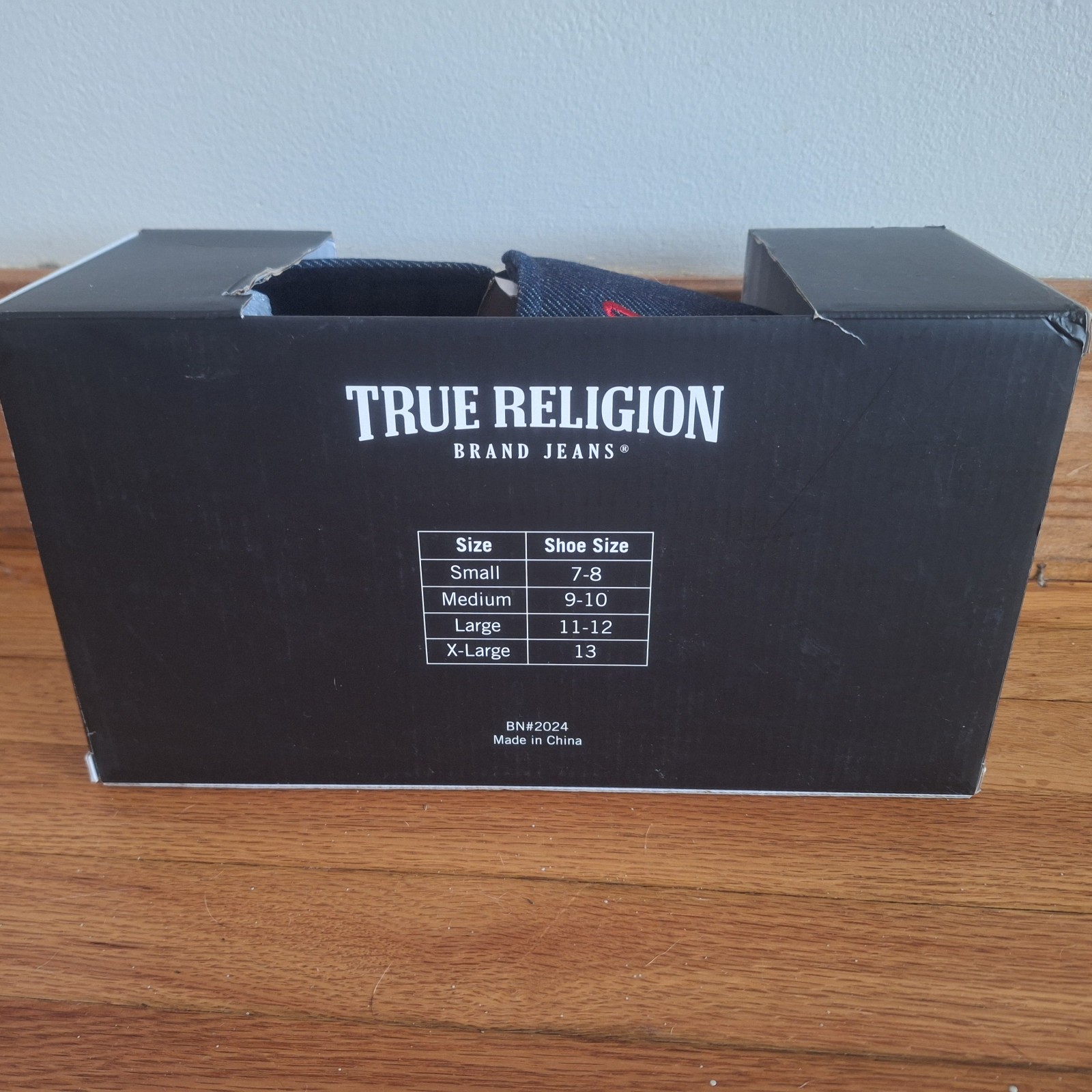 True Religion Mens Faux Denim Slippers Grey Blue Small 7-8 New In Box