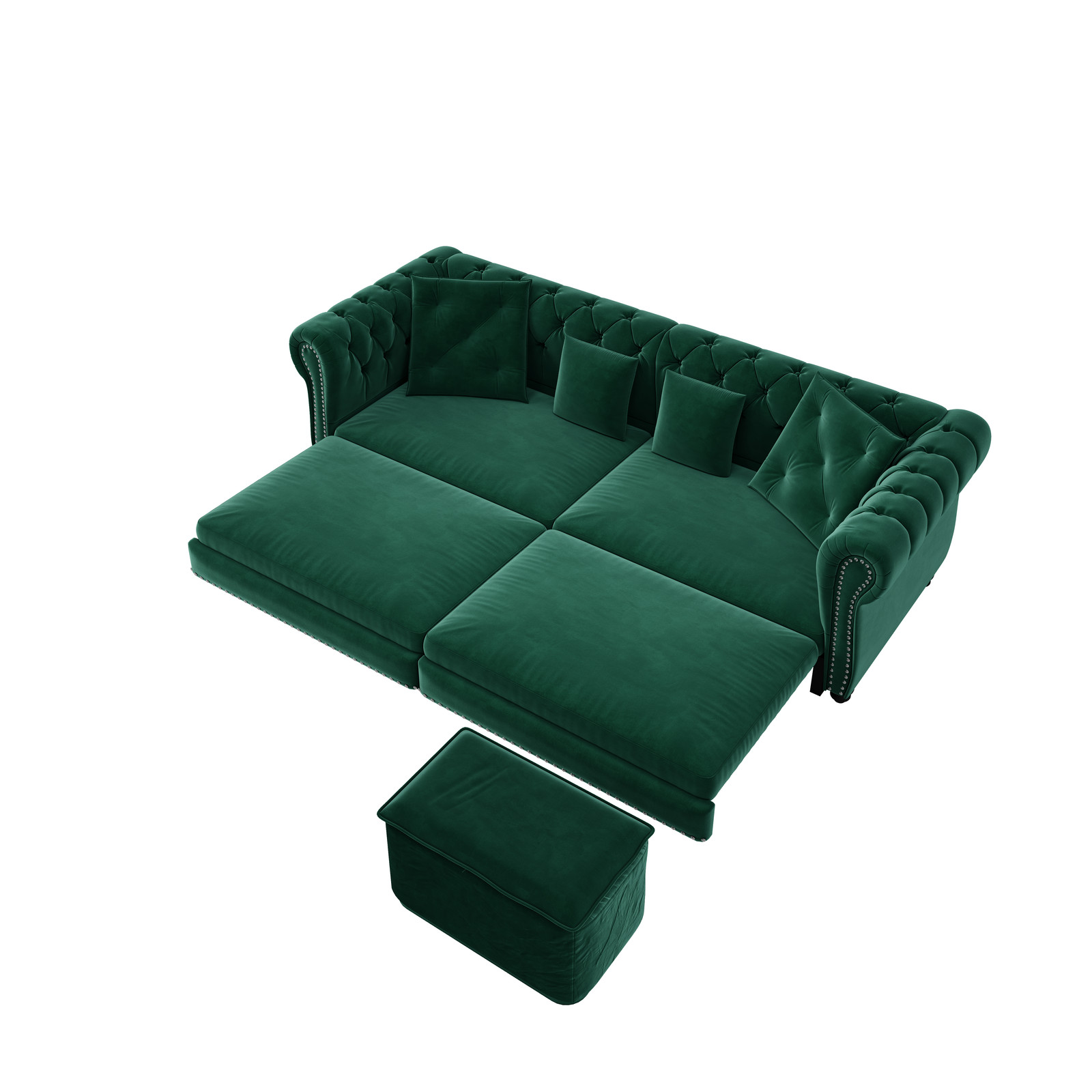 Chesterfield Sofa, 89 " W 3-in-1 Pull-Out Sofa Bed, Convertible Sleeper Sofa Bed