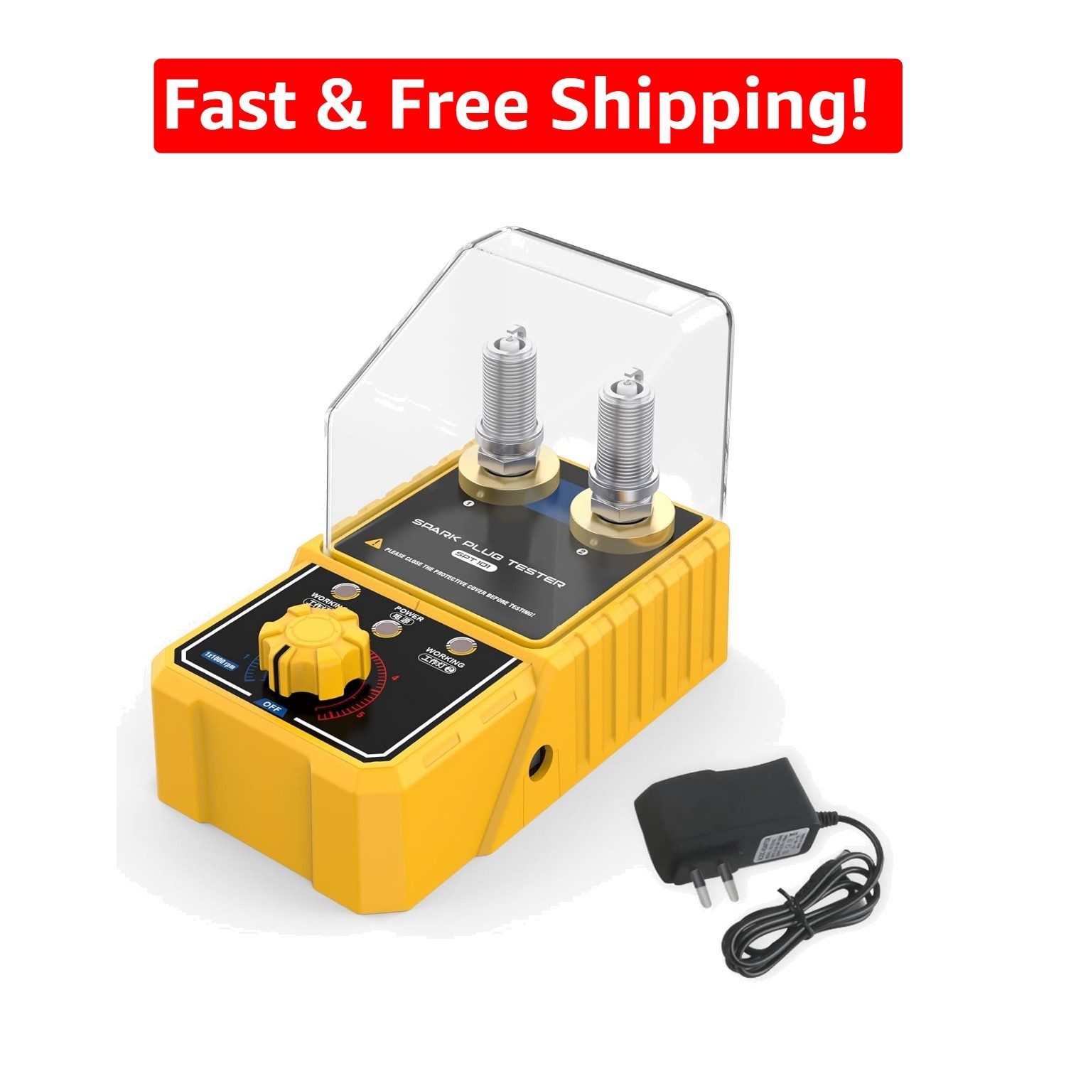 Adjustable 0-6000rpm Automotive Spark Tester - Dual Hole with Protective Cover