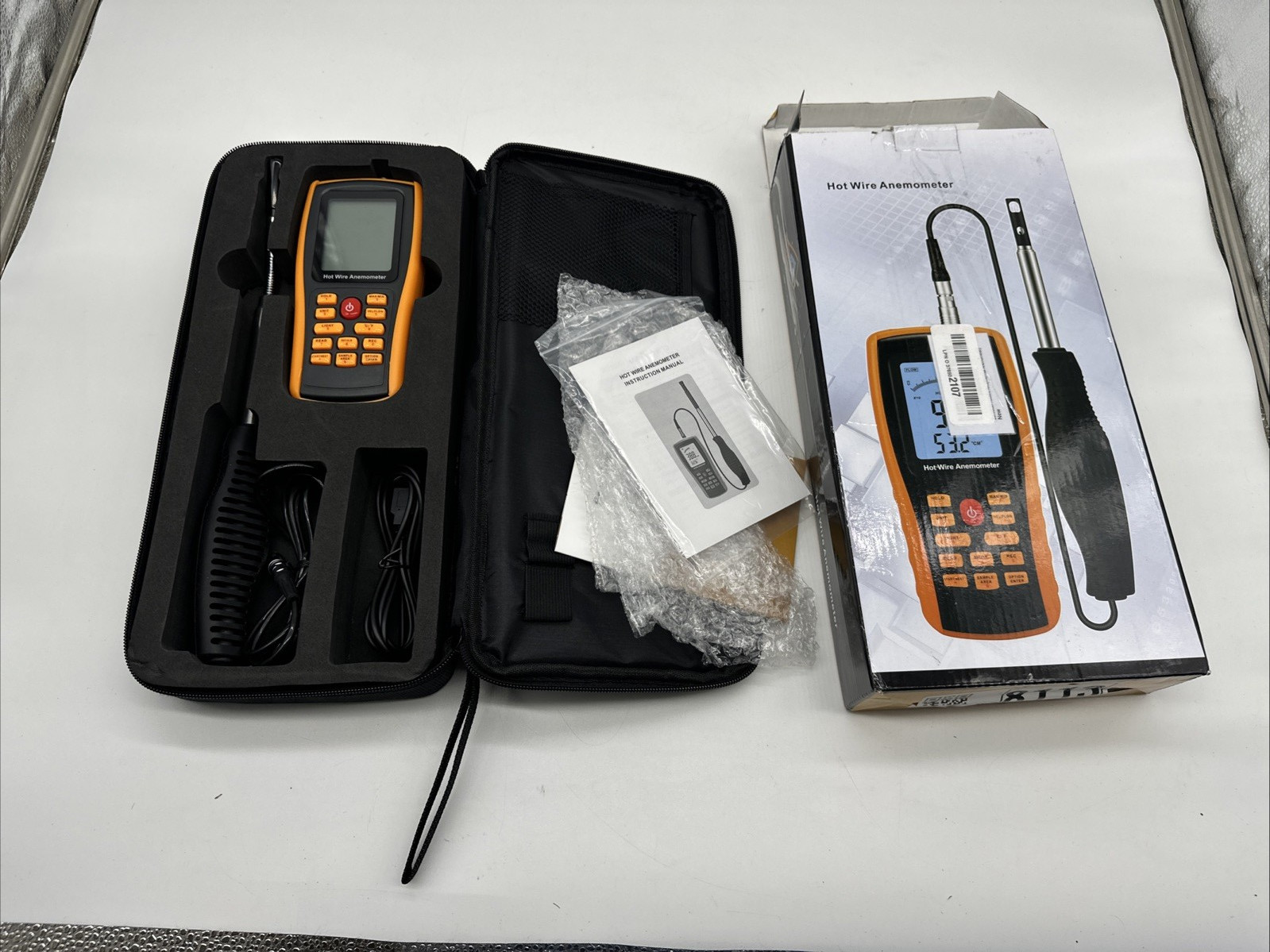 Bonvoisin Hotwire Anemometer Handheld CFM/CMM Air Flow Velocity Meter LCD