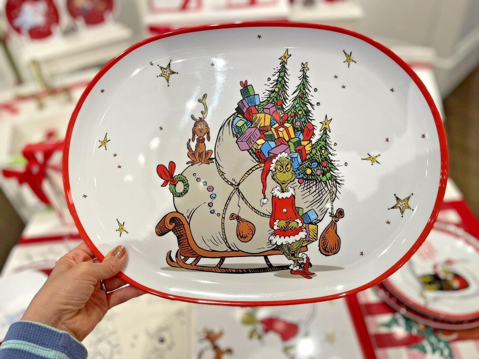 Pottery Barn GRINCH Holiday platter Christmas party plate gift tray Disney  -