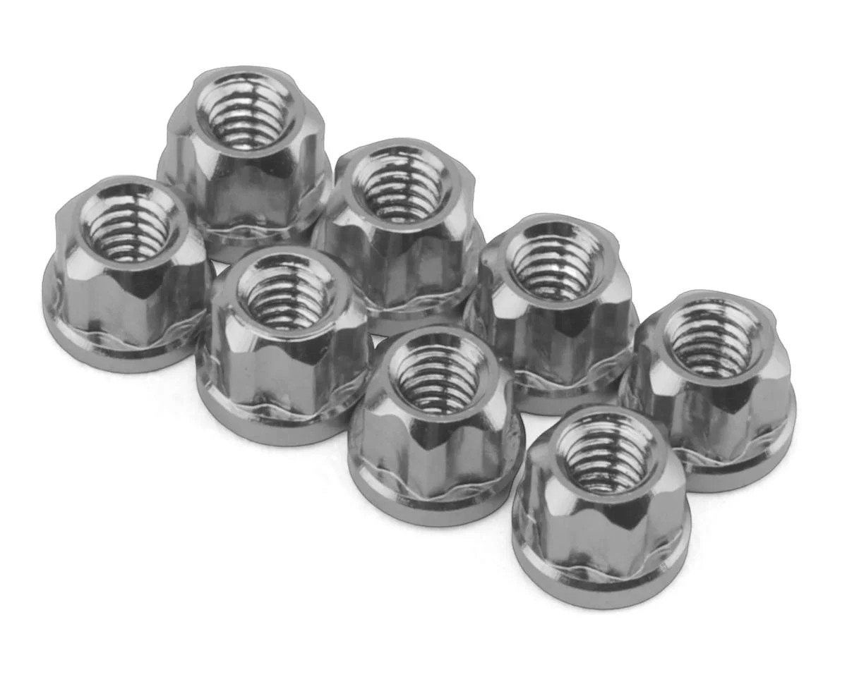 Hot Racing Axial SCX30 Aluminum 2mm Flange Wheel Nuts (Silver) (8)