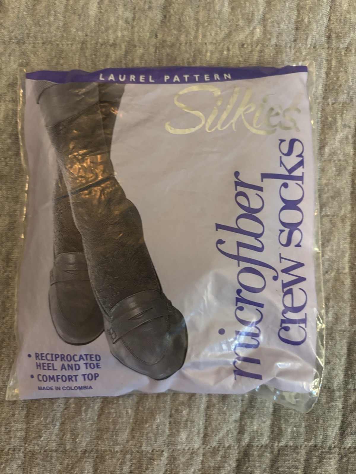 Silkies Microfiber Crew Socks Brown One Size Textured NEW