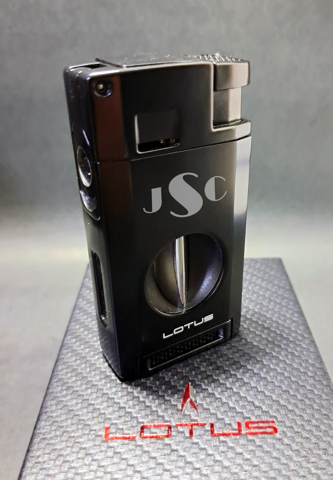 Lotus Excalibur Double Torch Lighter with Punch and V-Cutter | Custom Engraved