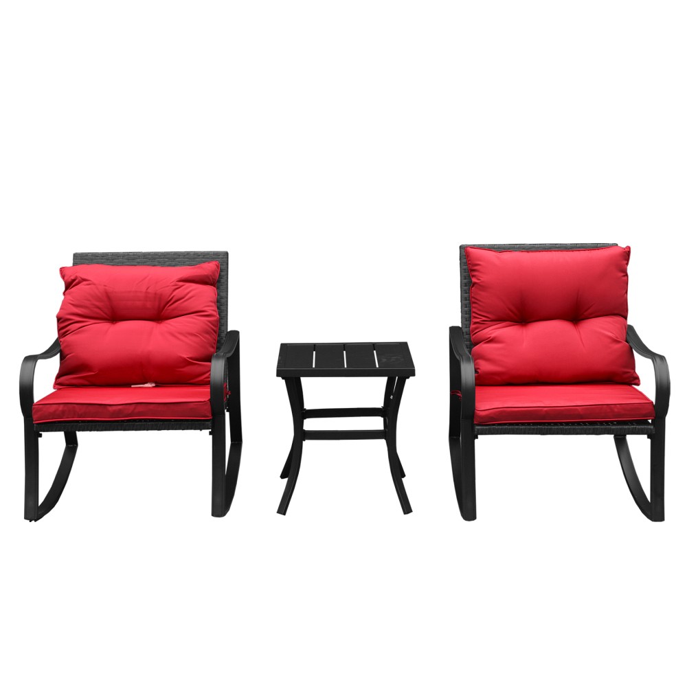 Metal 2 Person Outdoor Patio Rocking Seating Group with Cushions