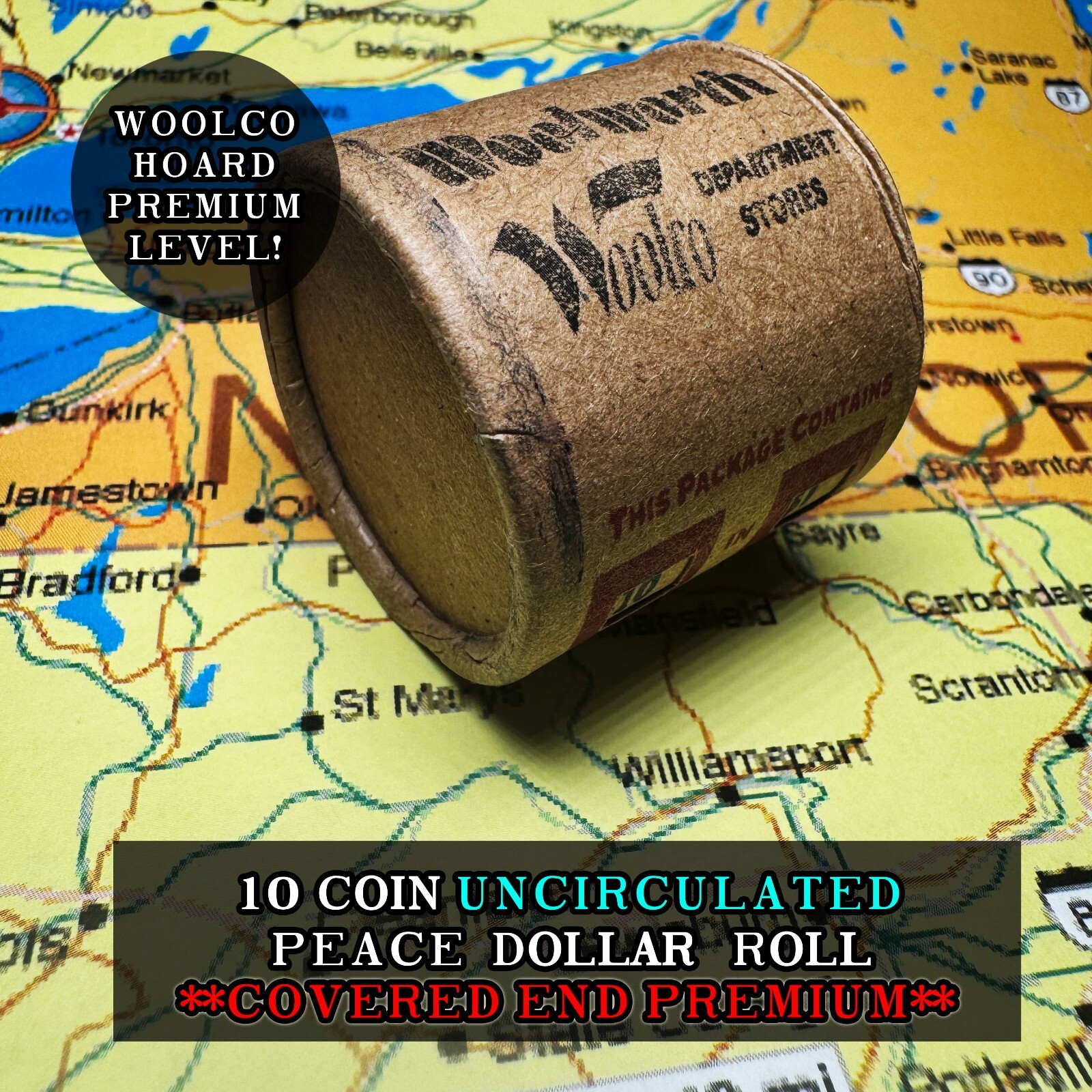 Uncirculated Peace Silver $1 - 10 Coin Roll - Premium - Woolworth/Woolco