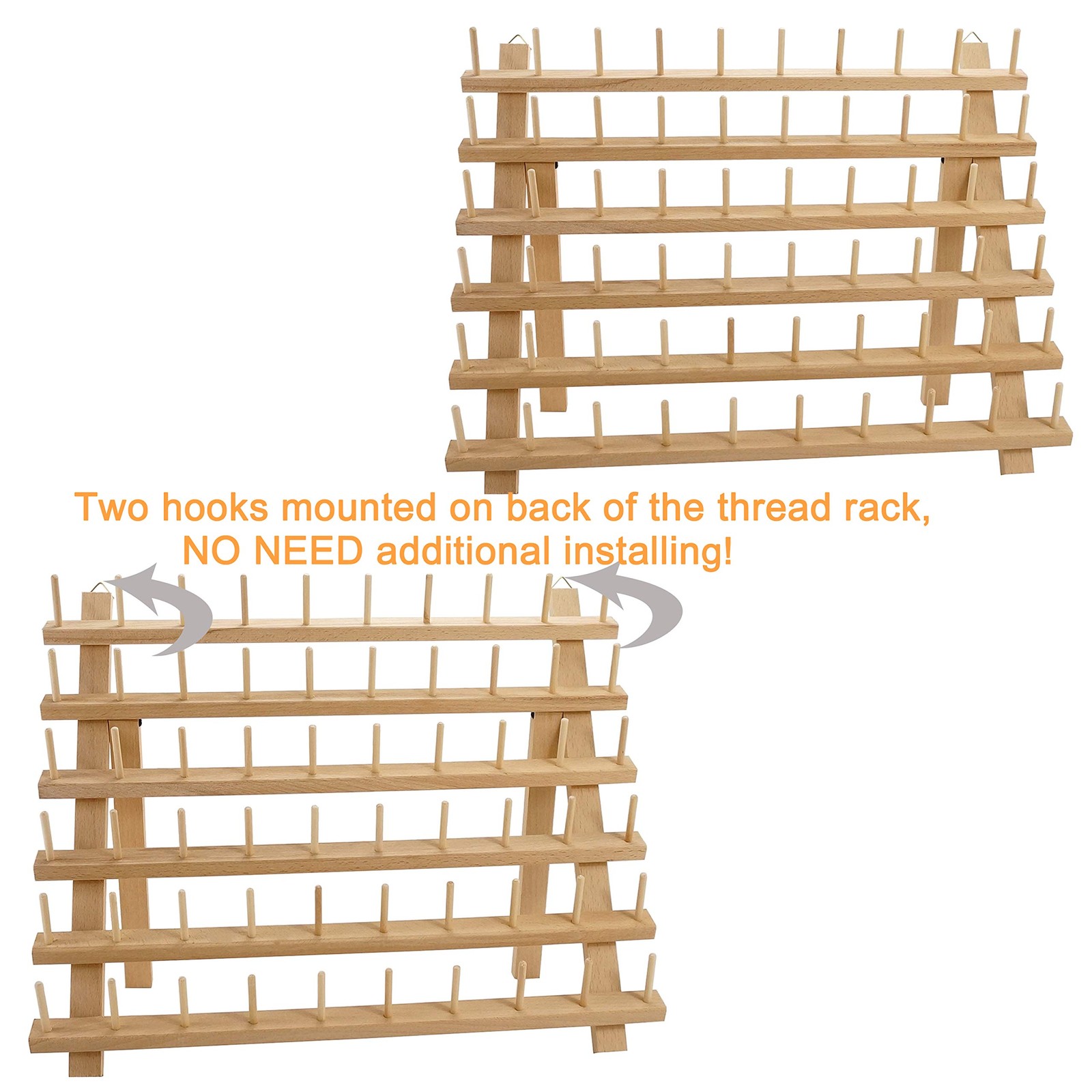 New brothread 2X60 Spools Wooden Thread 2 x 60 Spools, 2 x 60