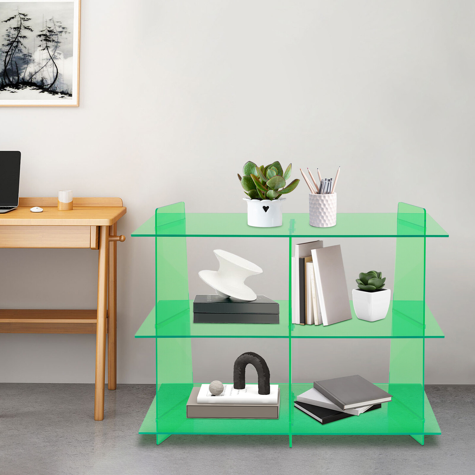 3 Tier Acrylic Bookshelf Bookcase Rack Display Storage Shelves for Small Spaces~