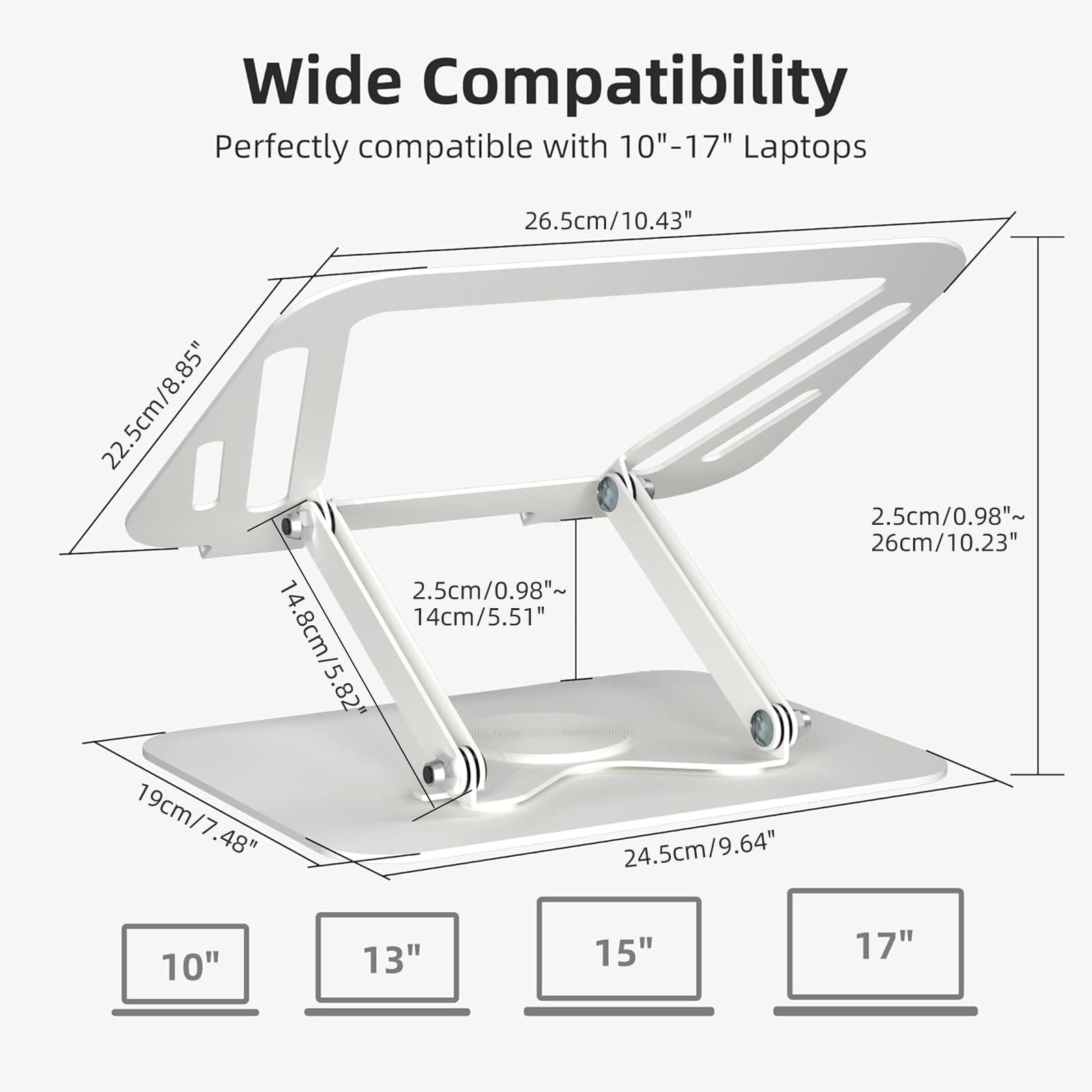 Laptop Stand for Desk Adjustable Computer Notebook Stand with 360° Rotating B...