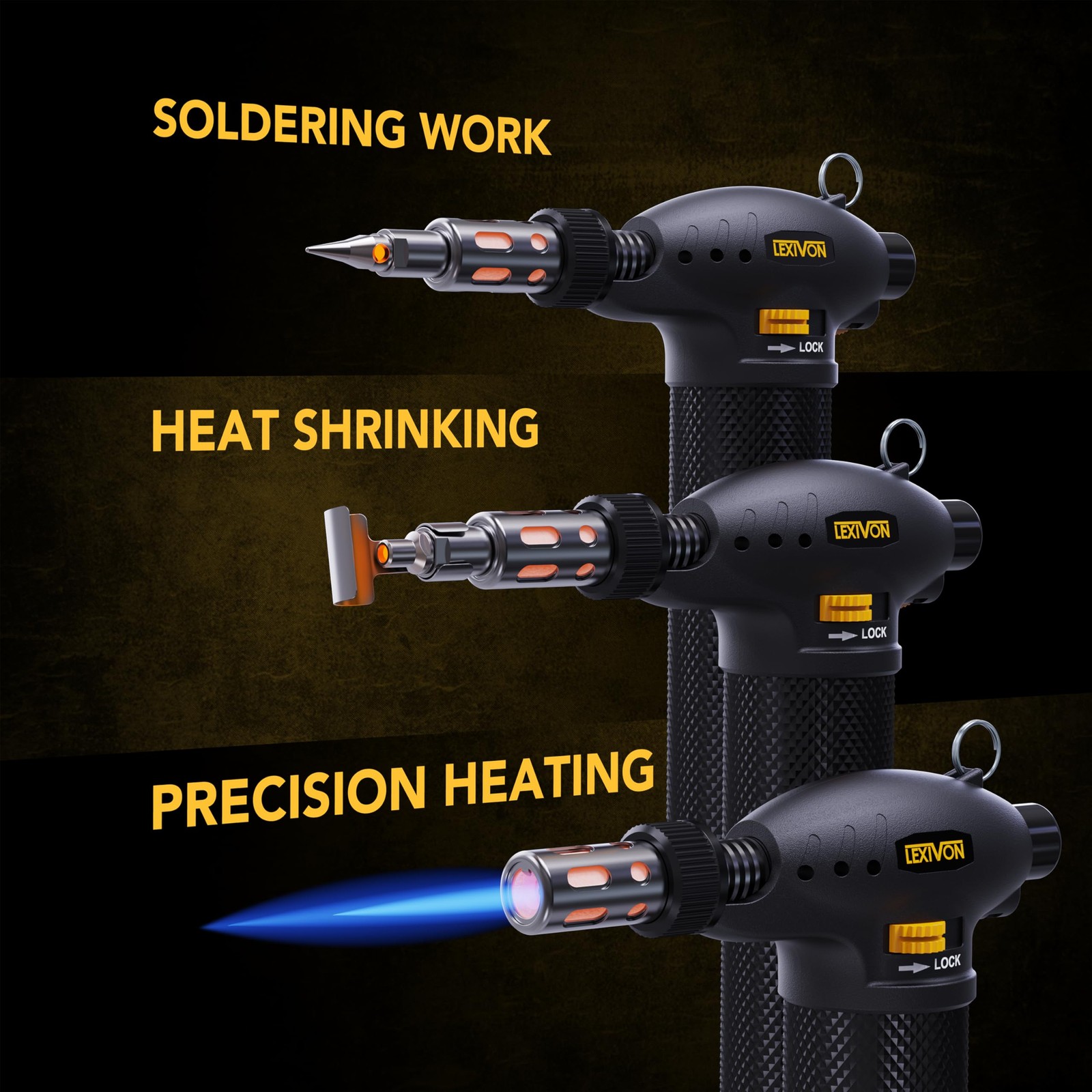 LEXIVON Butane Torch Multi-Function Kit | Premium Kit, Black