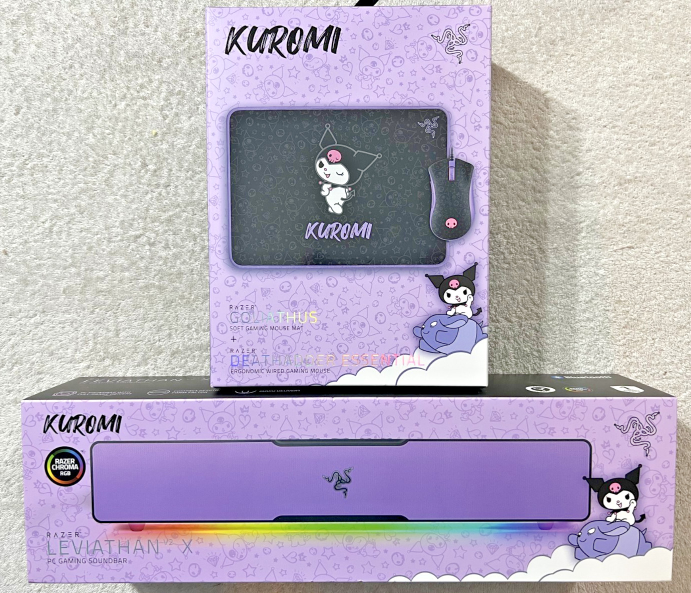 RAZER x KUROMI LEVIATHAN V2X SPEAKER + RAZER GOLIATHUS GAMING MAT + MOUSE BUNDLE