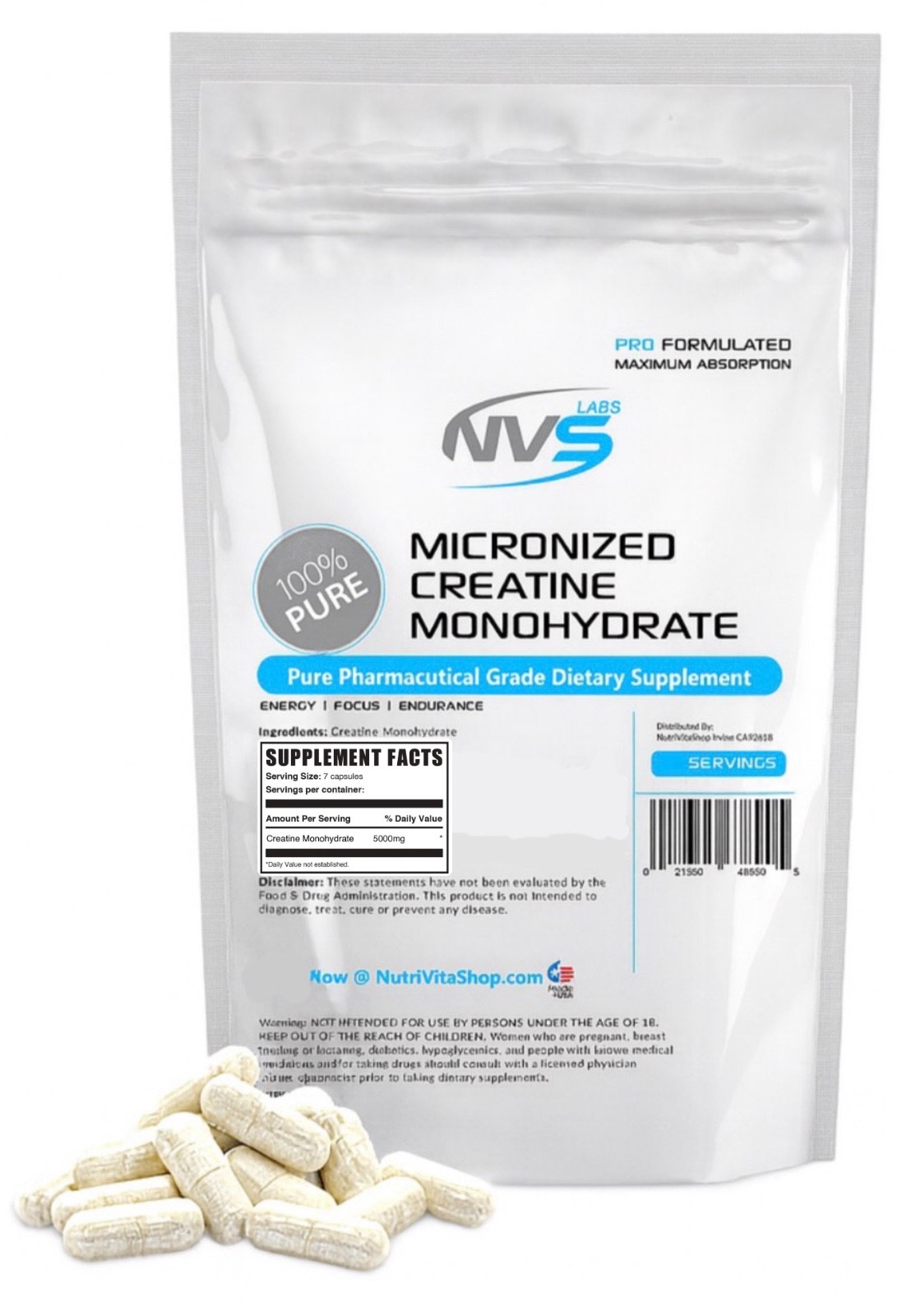100% Creatine Monohydrate Capsules 5000mg (700mg Per Capsule) 840 Capsules
