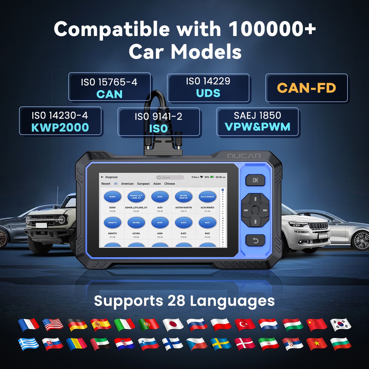 2026 Mucar 682 Fault Code Reader OBD2 Scanner ABS SRS Car Diagnostic Tool US