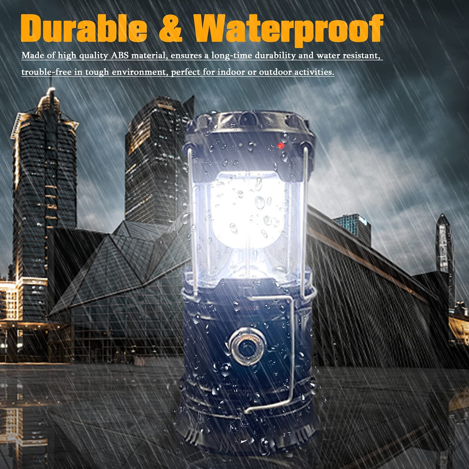 2-Pack Collapsible Camping Lantern Solar USB Rechargeable Portable Lightweight