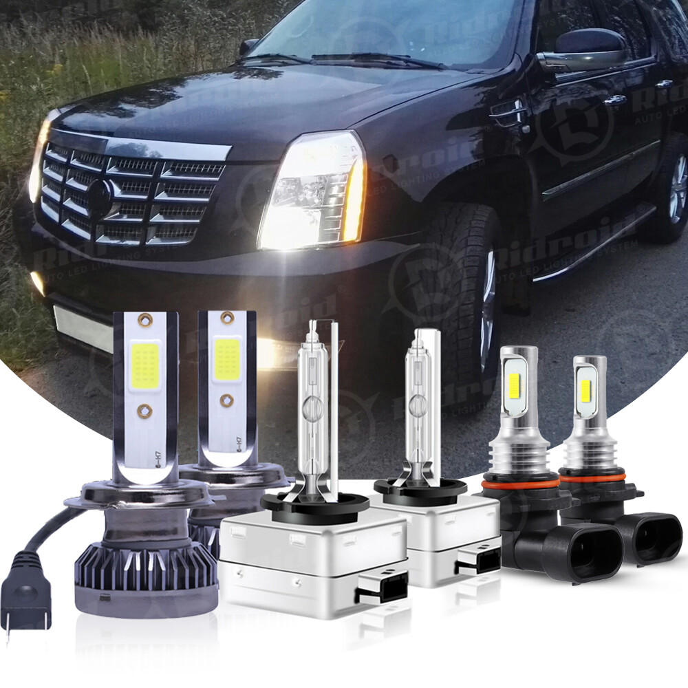 For Cadillac Escalade 2007-2014 6000K LED Headlight Hi-Lo Beam Fog Light Bulbs