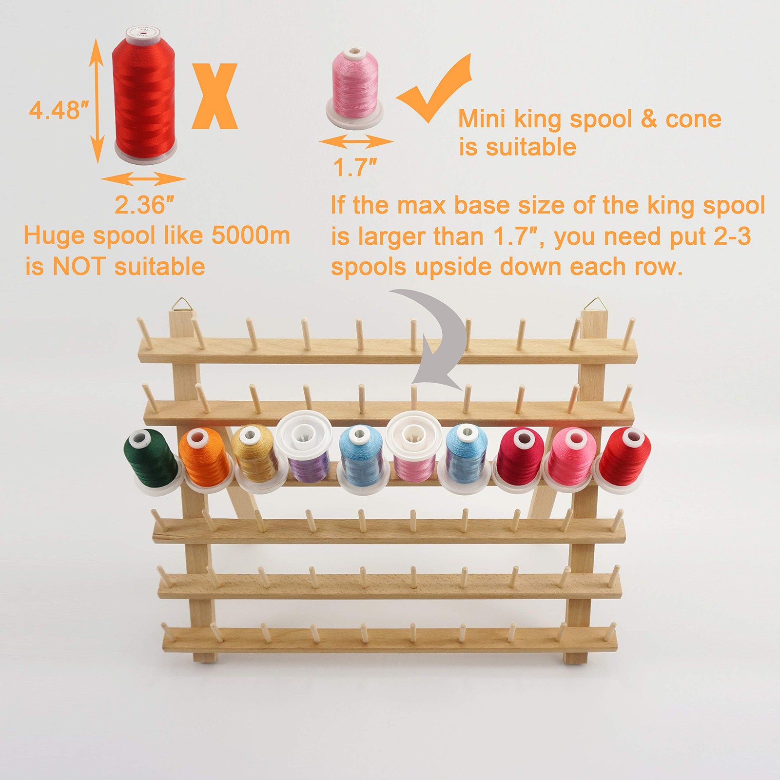 New brothread 2X60 Spools Wooden Thread 2 x 60 Spools, 2 x 60