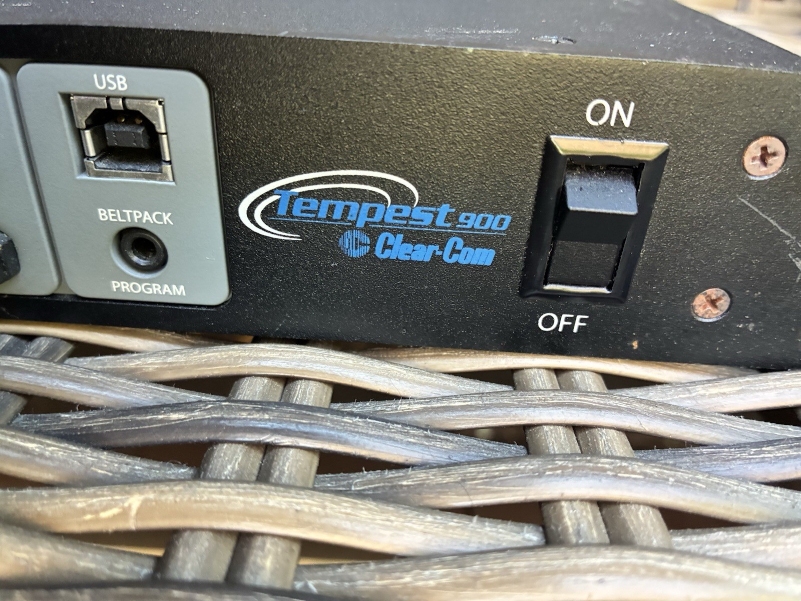 Clear-Com Tempest 900 MHz 4-Channel Wireless Intercom with 5 belt packs.