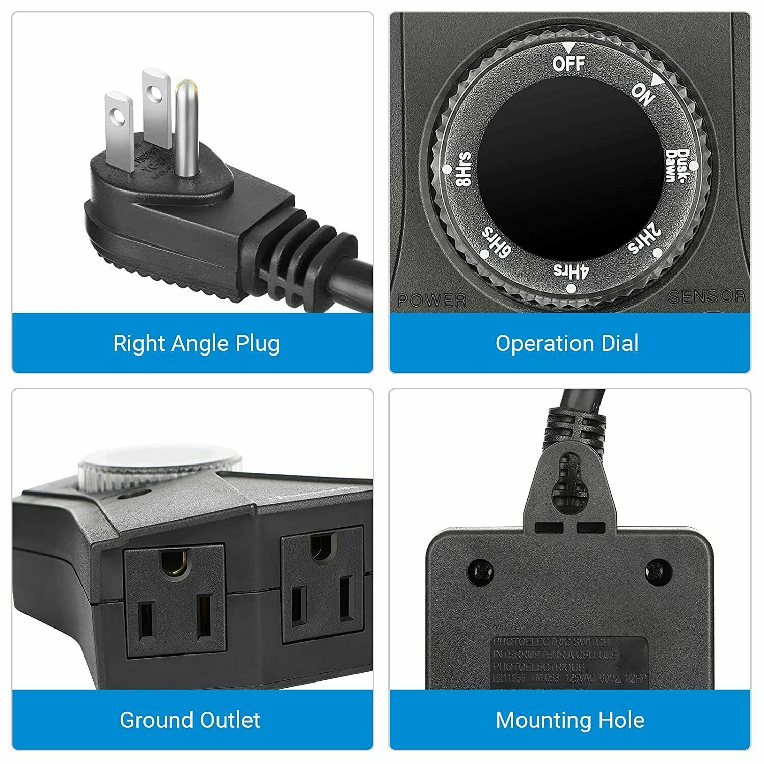 DEWENWILS Plug in Outlet Light Timer Dusk to Dawn Countdown Timer for Pool Pump