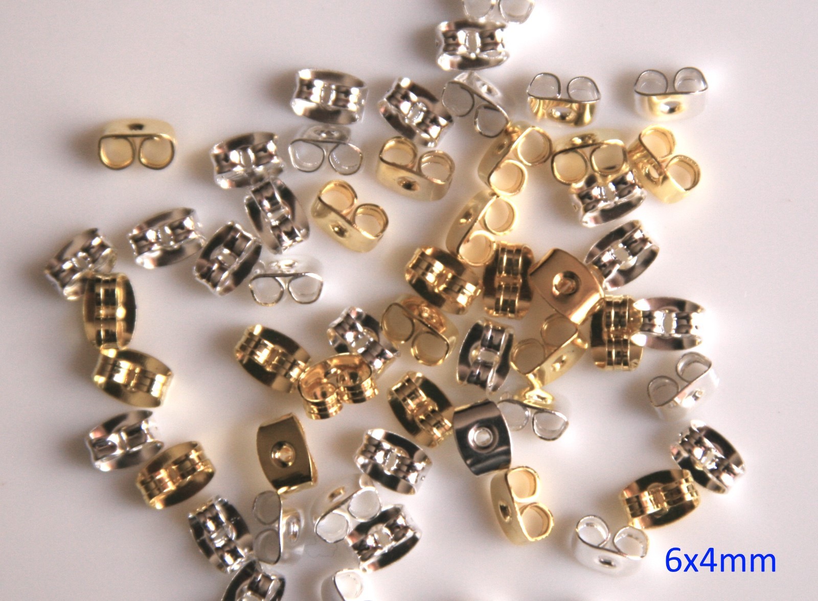50Pcs 6X4mm Butterfly Earring Backs Stopper Scroll Ear Post Findings