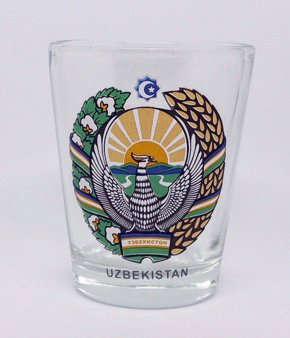 UZBEKISTAN COAT OF ARMS SHOT GLASS SHOTGLASS