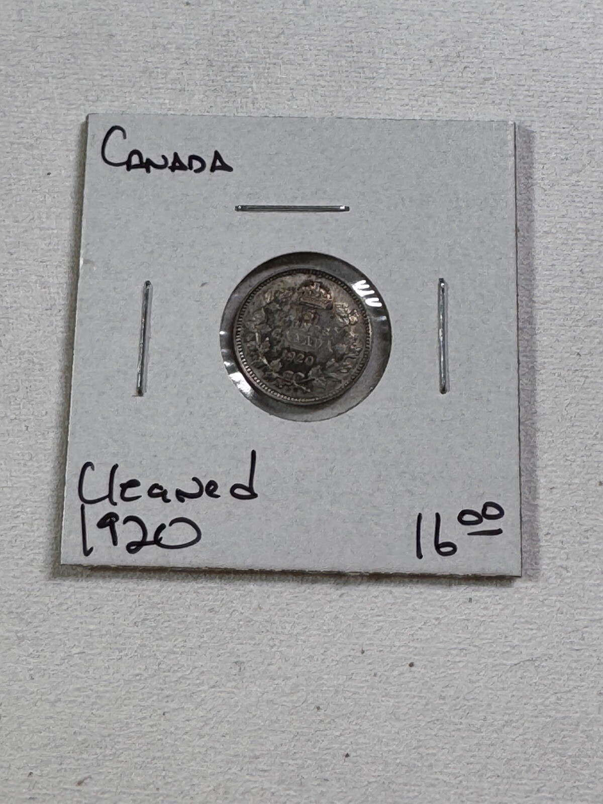 1920 Canada 5 Cents Small Silver Coin Cleaned