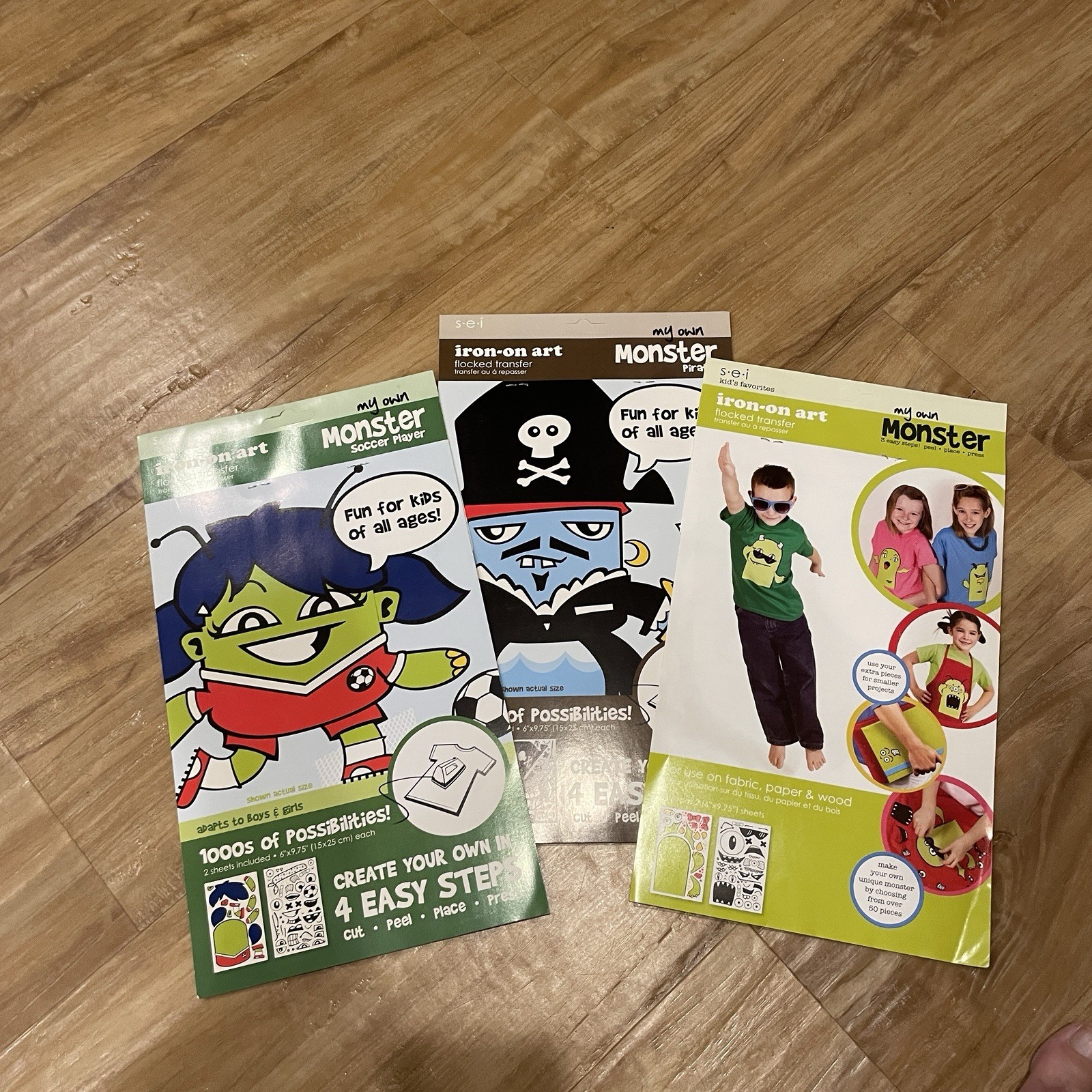 3 Packs My Own Monster Iron-on Soccer, Pirate, And Monster Packs With Some Extra