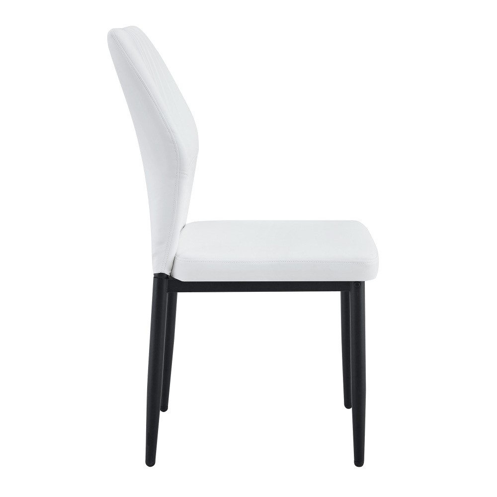 Set of 4 Dining Chairs - Ergonomic PU Leather Backrest, Black & White, 37'' High