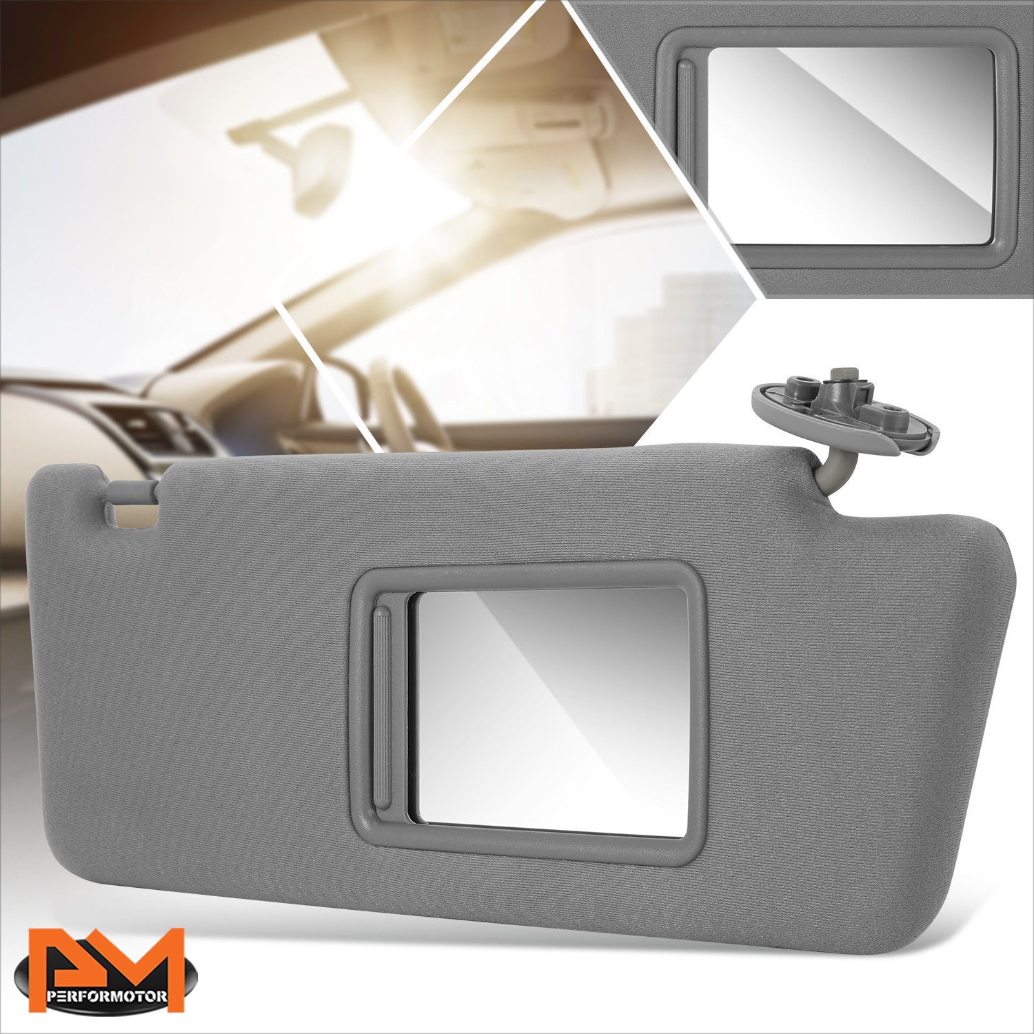 For 05-15 Toyota Tacoma Passenger Right Side Sun Visor Sunshield w/ Mirror Gray