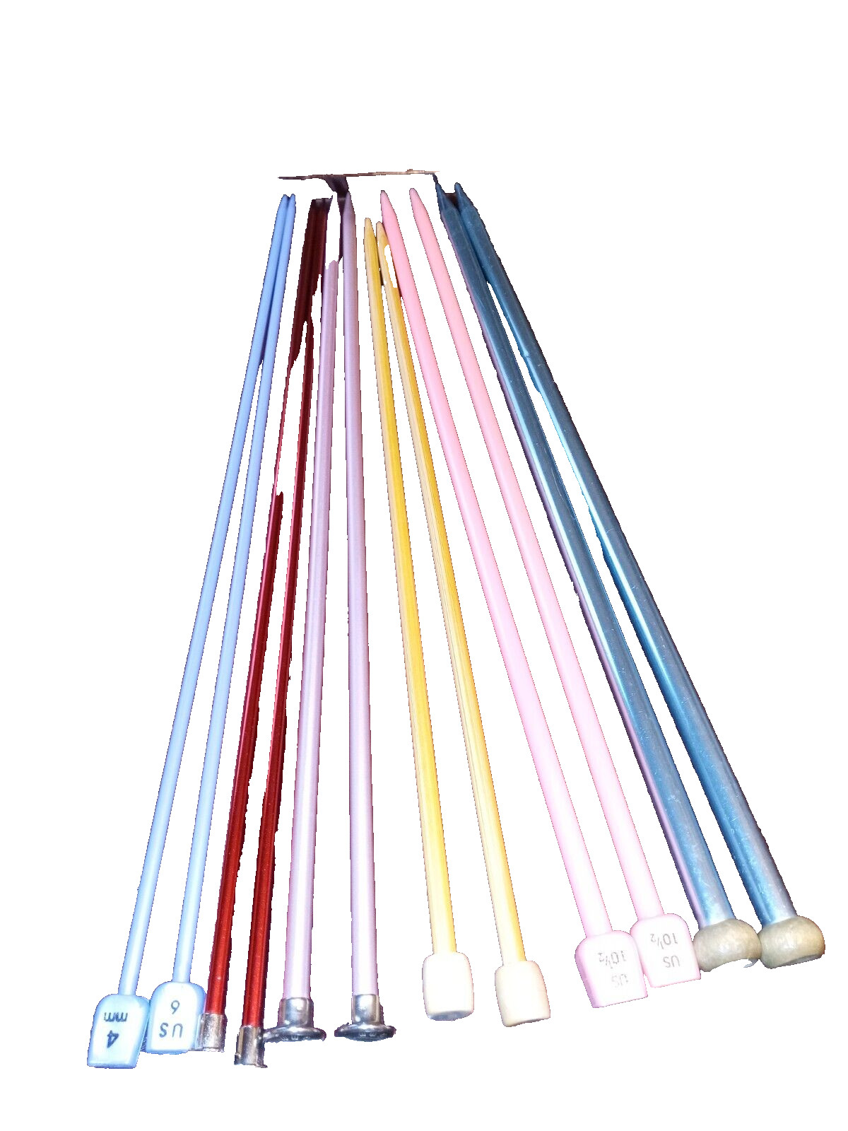 Lot of 6 Pairs Metal, Plastic and Wood Knitting Needles Sizes 6 7 10.5 10 10 +