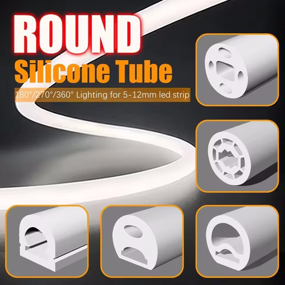 Waterproof Round Silicone Flexible Silicone Channel Diffuser for LED Light Strip