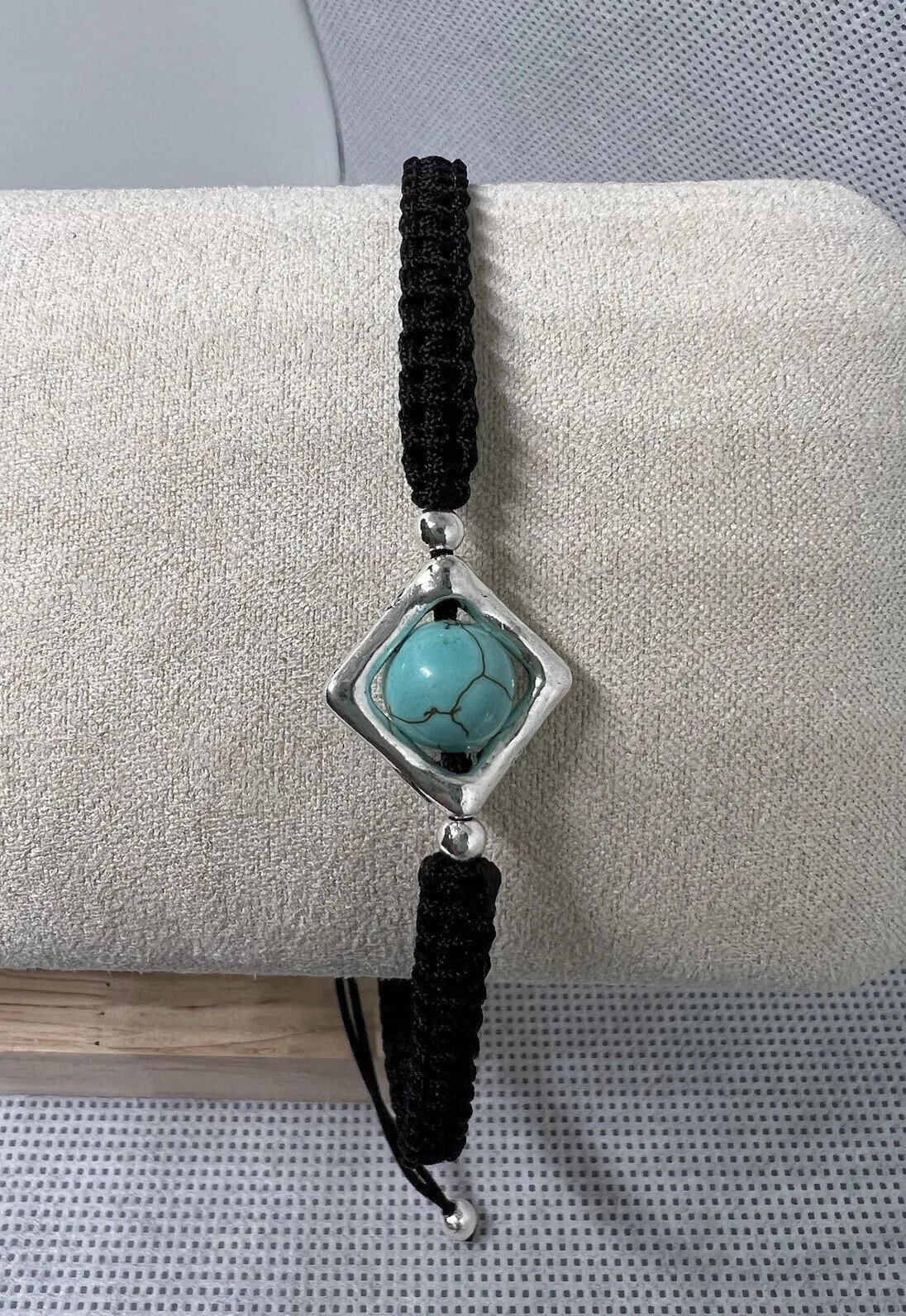 Blue Turquoise bracelet, Macrame Adjustable Bracelet, Gift Idea