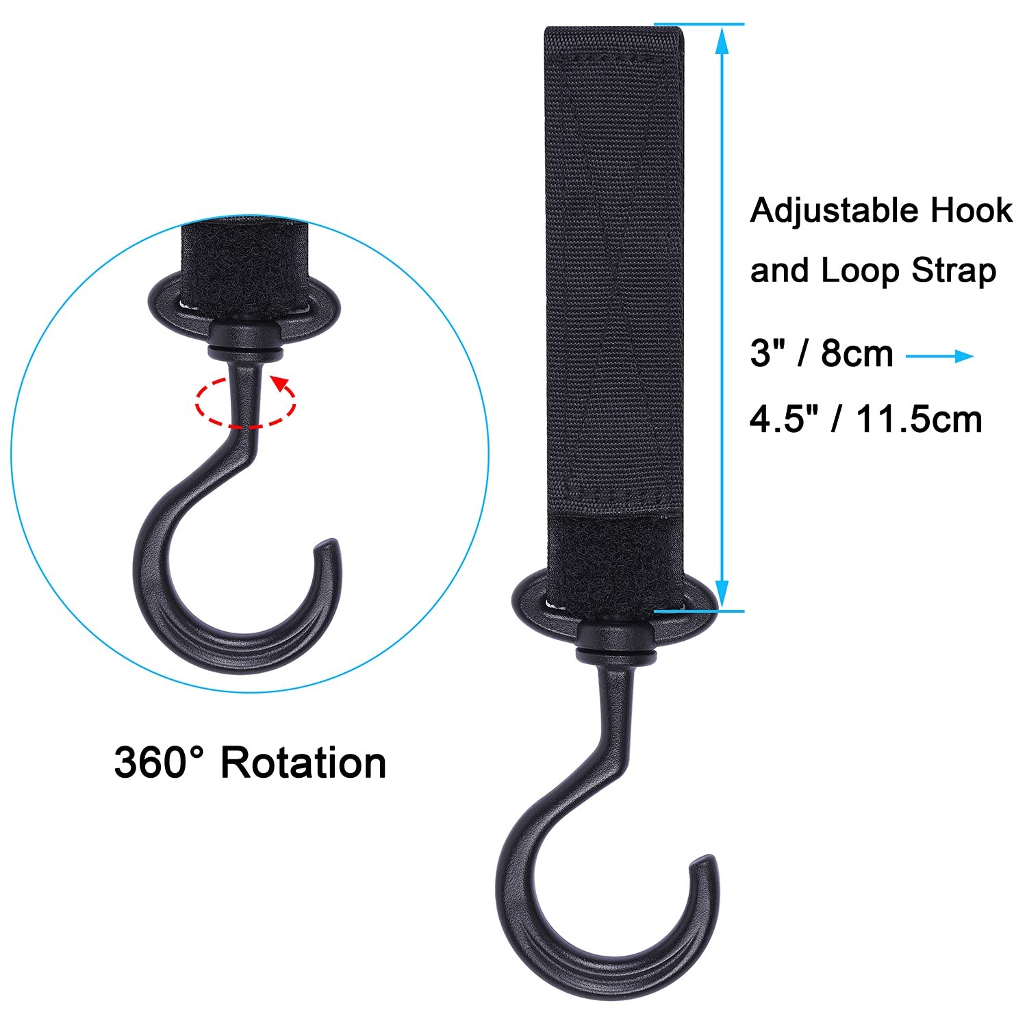 Wisdompro Car Seat Headrest Hook, 2 Pack Multi-Purpose Hanger for Black
