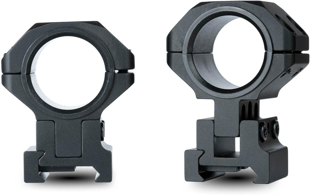 Adjustable Height Picatinny Scope Rings with 30mm and 1-inch Inserts