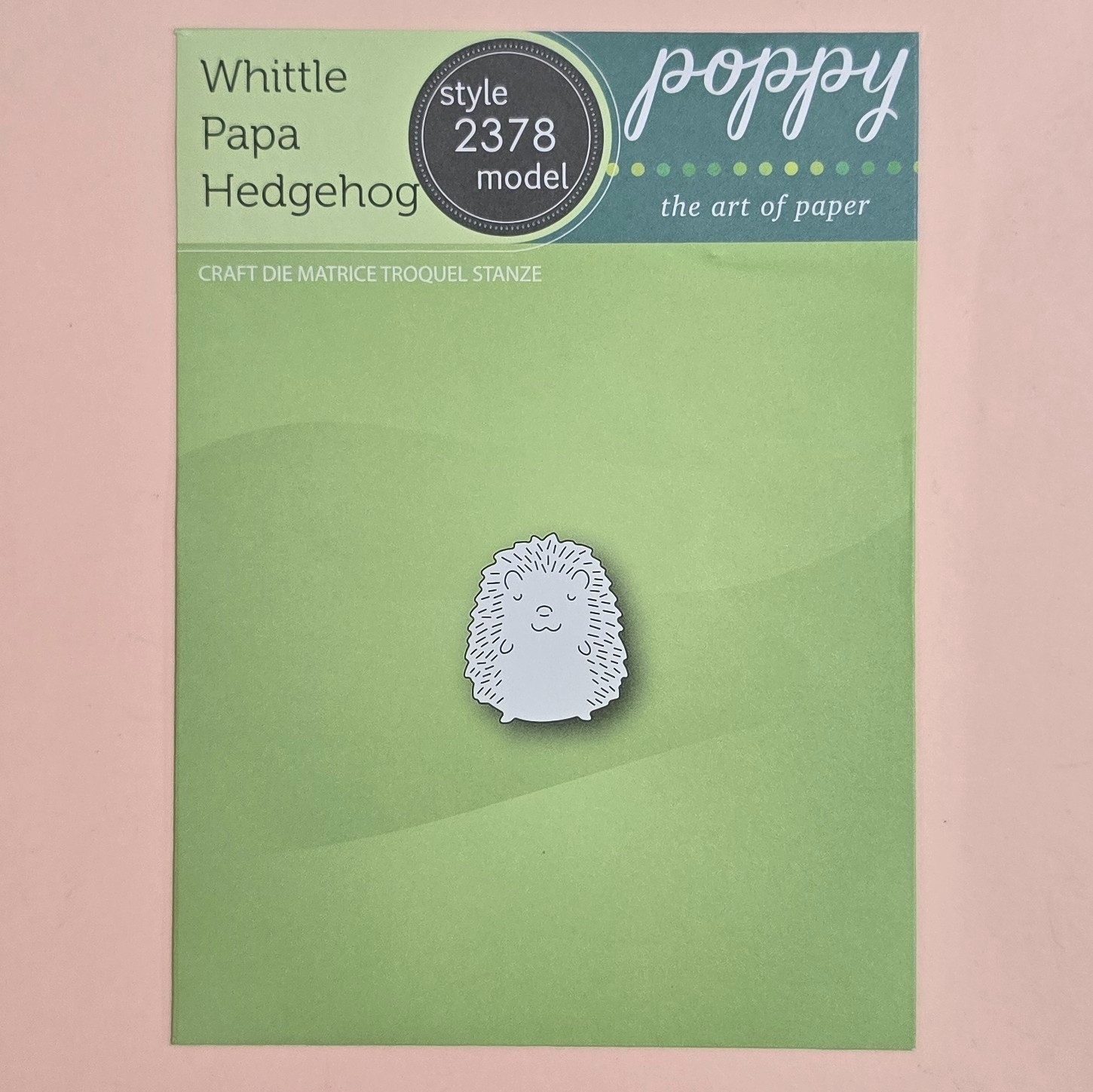 Poppy Stamps -  WHITTLE PAPA HEDGEHOG Die w/ Storage Envelope