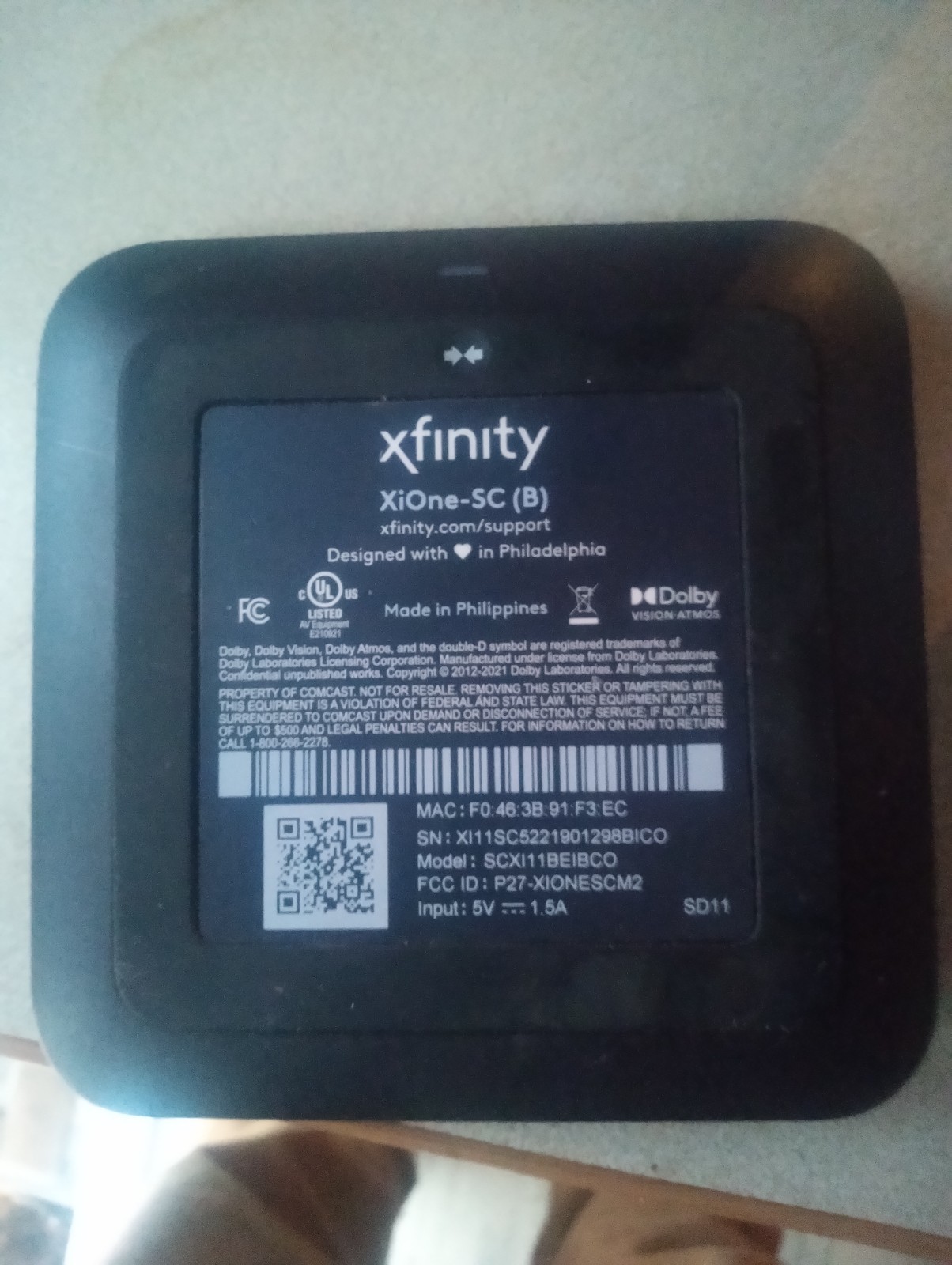 Xfinity XiOne-SC(B) - Streaming Device TV Box SCXI11BEIBCO HDMI  - NO Remote