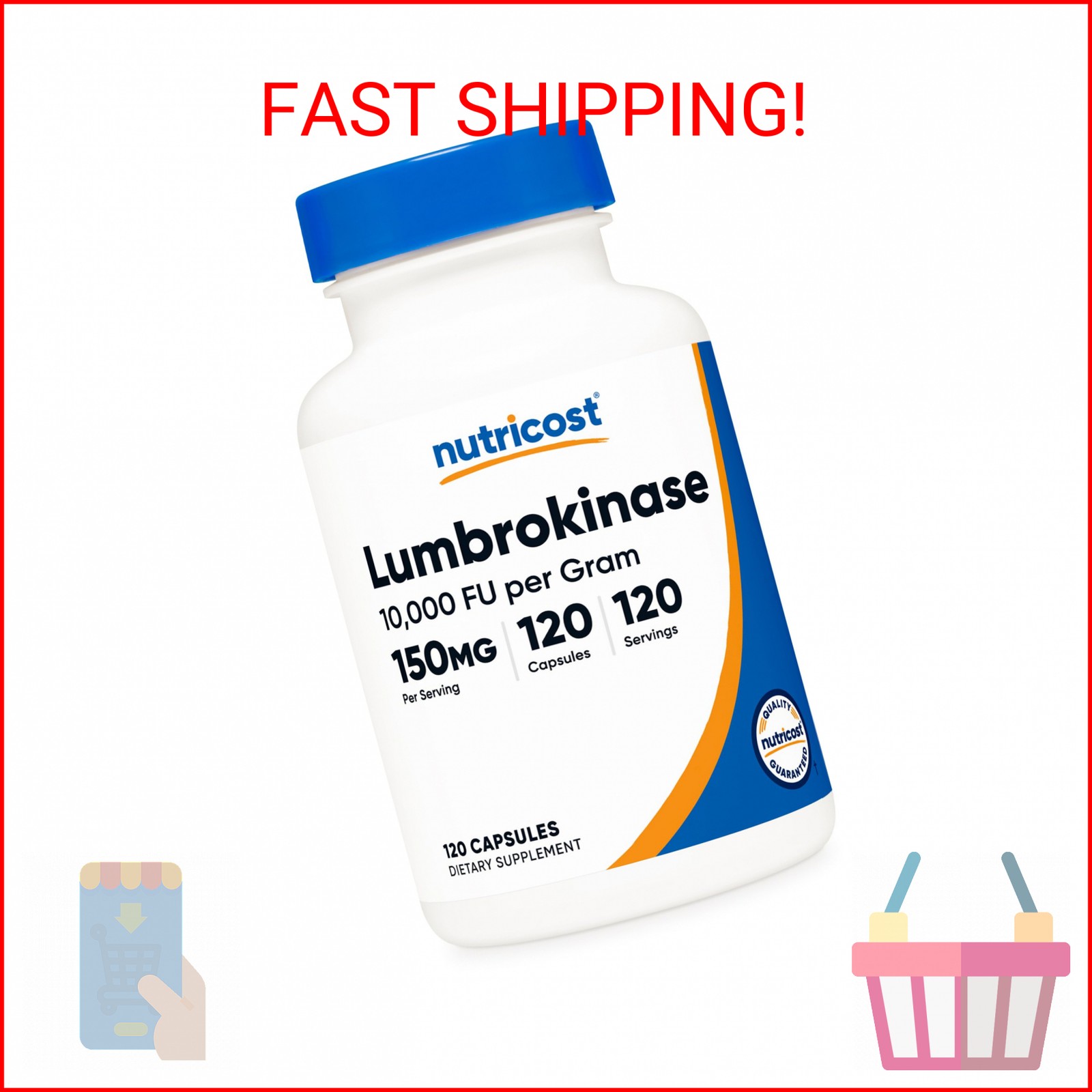 Nutricost Lumbrokinase Capsules 150 mg (120 Capsules) - Gluten-Free, GMO-Free, 3