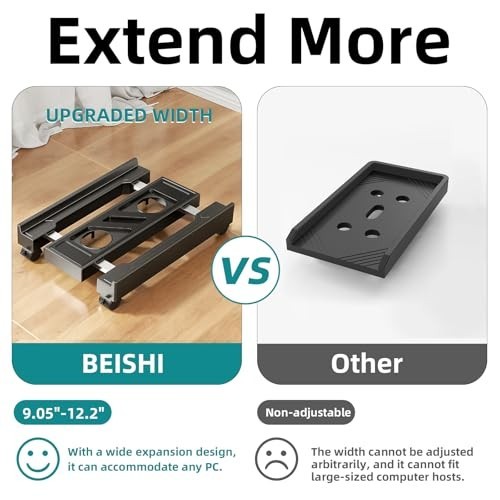 Adjustable Computer Tower Stand Under Desk CPU Holder PC Cart with Rolling