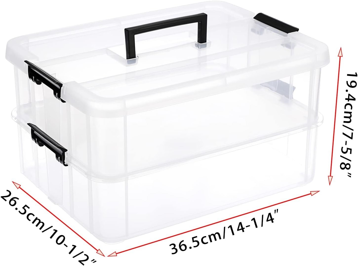 2 Layer Stack & Carry Box Plastic Multipurpose Portable Storage Container Box Ha