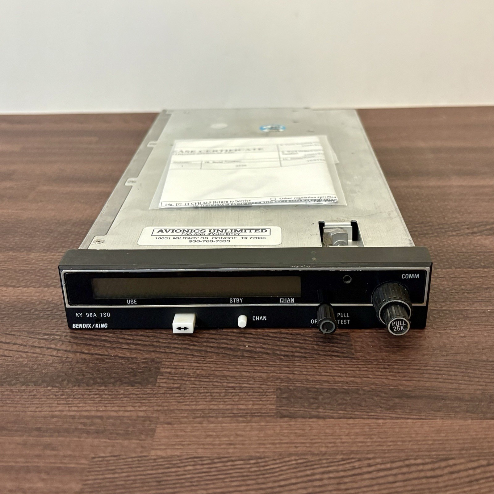 Bendix King KY-96A 28v Transceiver radio 084-1052-60 with New FAA 8130