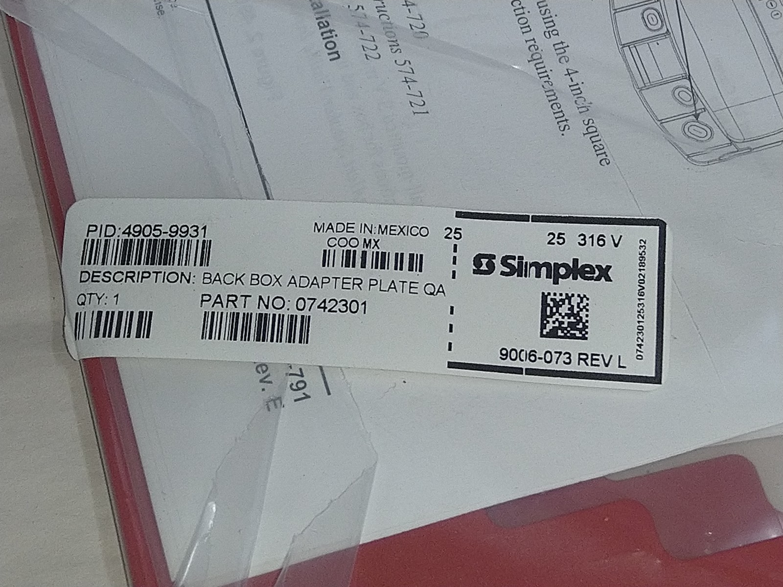Simplex 4905-9931 -NEW SEALED Back Box Adaptfree fast Shipping