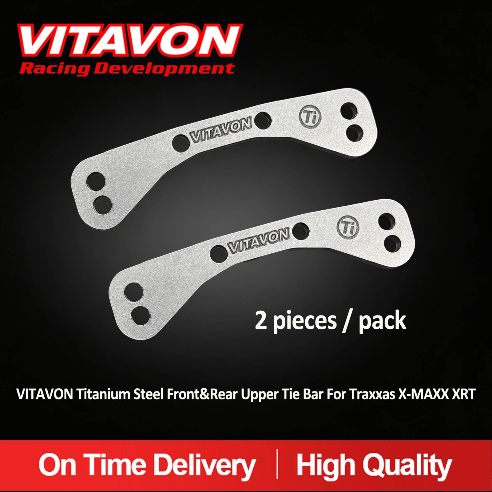 VITAVON Titanium Steel Front & Rear Upper Tie Bar for Traxxas X-MAXX / XRT